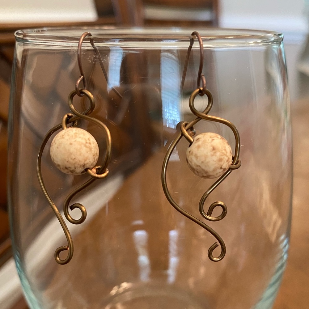 Copper Rustic Pearl Earrings